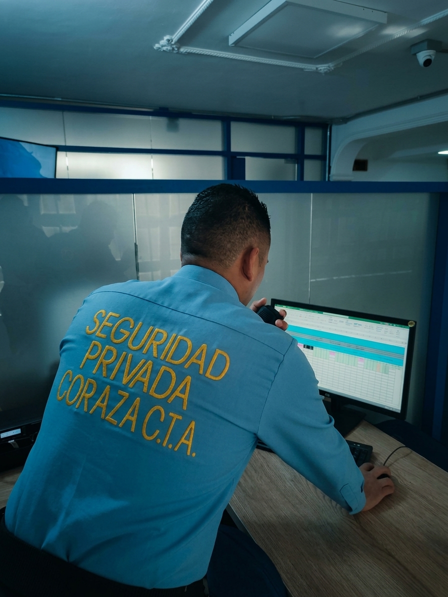 Operador de la central de reportes de CORAZA recibiendo reportes por radio